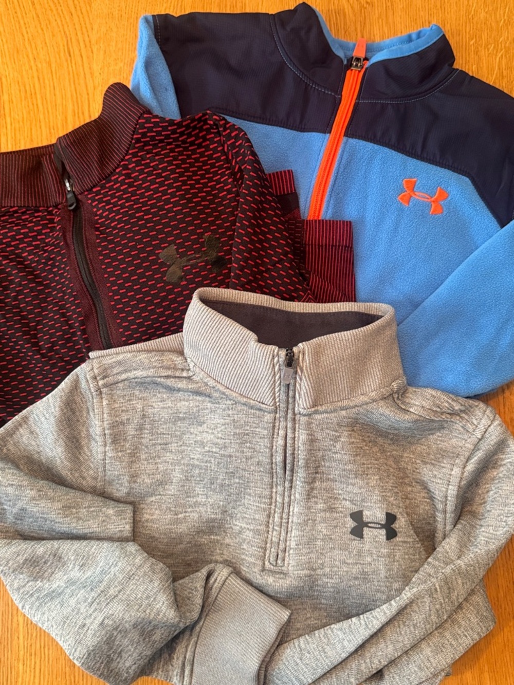 Under Armour Kids' Quarter-Zip Sweatshirt Trio - Light Blue, Gray, Burgundy